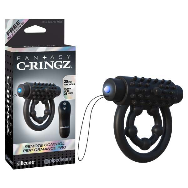 Pipedream Fantasy C Ringz Performance Pro Vibrating Cock & Ball Rings With Remote Black Pipedream Main image