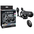 Pipedream Fantasy C Ringz Remote Controlled Vibrating Cock Blocker With Ass Gasm Plug Black Vibrating Cock Cage With Anal Plug Pipedream