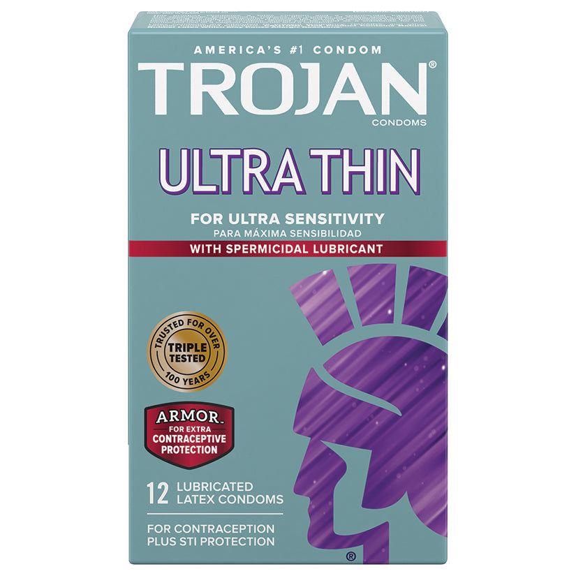 Paradise Marketing Trojan Ultra Thin Armor Spermicidal Condoms 12 Pack Main image