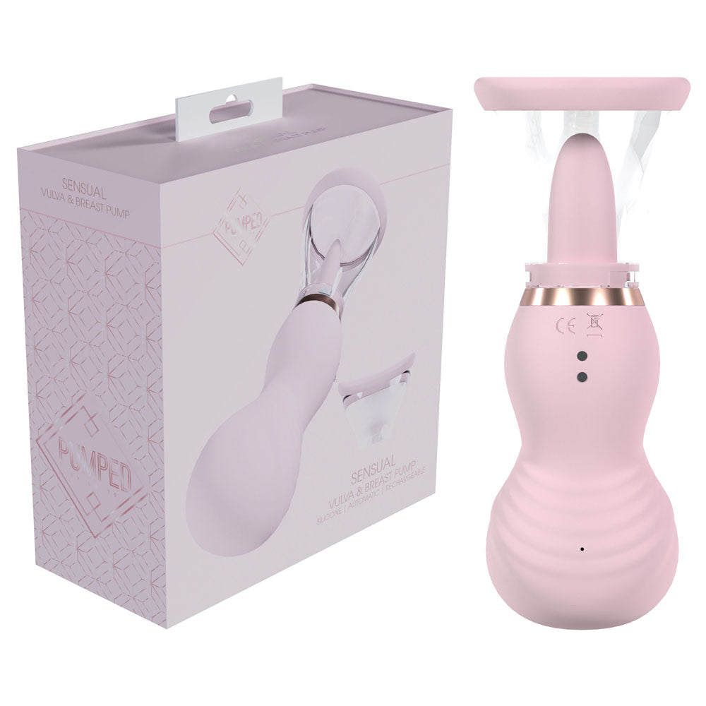Shots Toys PUMPED Sensual Auto Vulva & Brest Pump Pink USB Rechargeable Ladies Pump