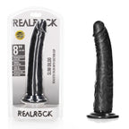 Shots Toys REALROCK Realistic Slim Dildo With Suction Cup 8 Inch Black