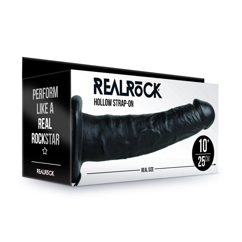 REALROCK Hollow Strap-on - 24.5 cm Black - Black 24.5 cm Hollow Strap-On Shots Toys