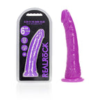 Shots Toys REALROCK Slim Glow In The Dark Dong 6 Inch Purple
