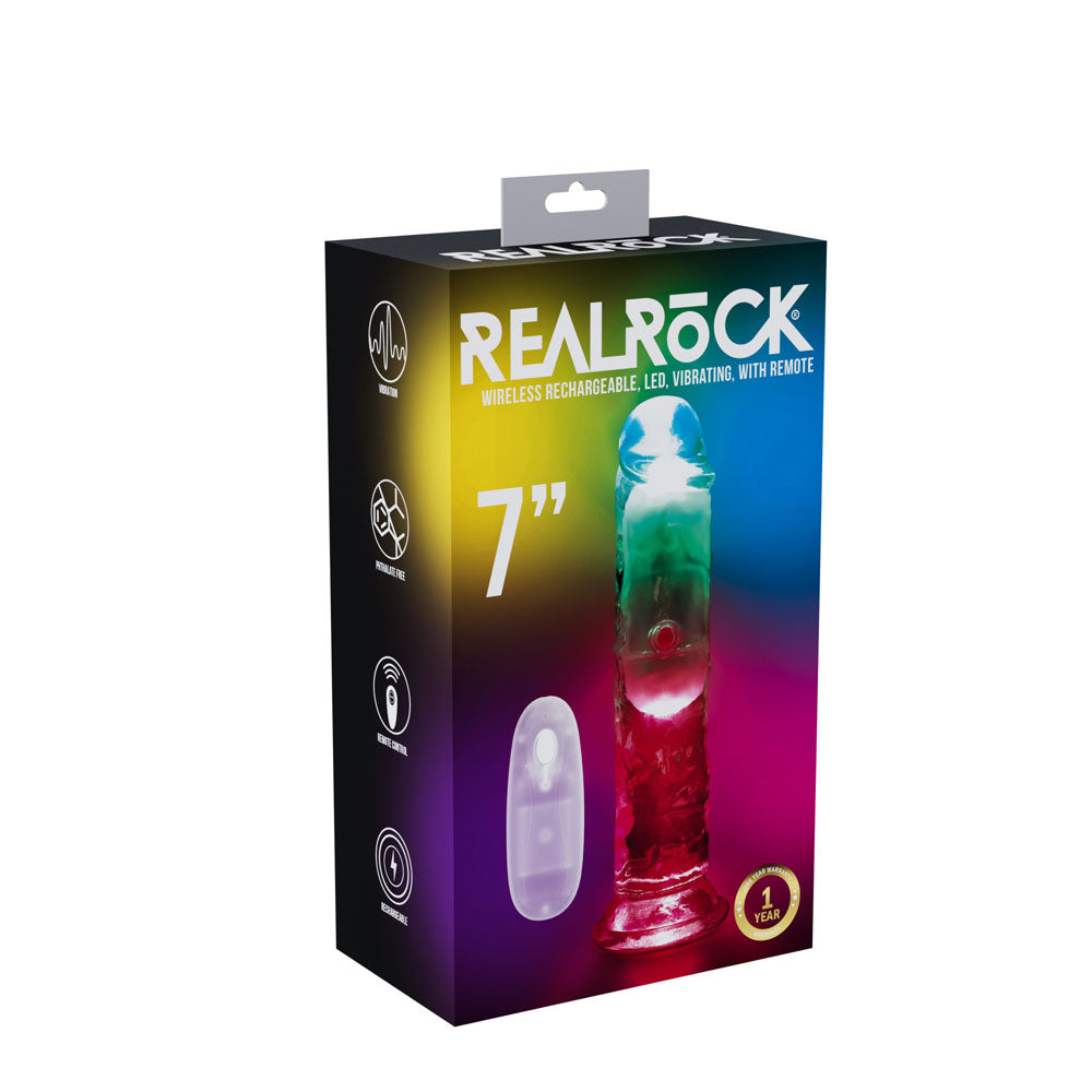 Shots Toys REALROCK 6'' Wireless Rechargeable LED Vibrating Dong With Remote 7 Inch Shots Toys Main image