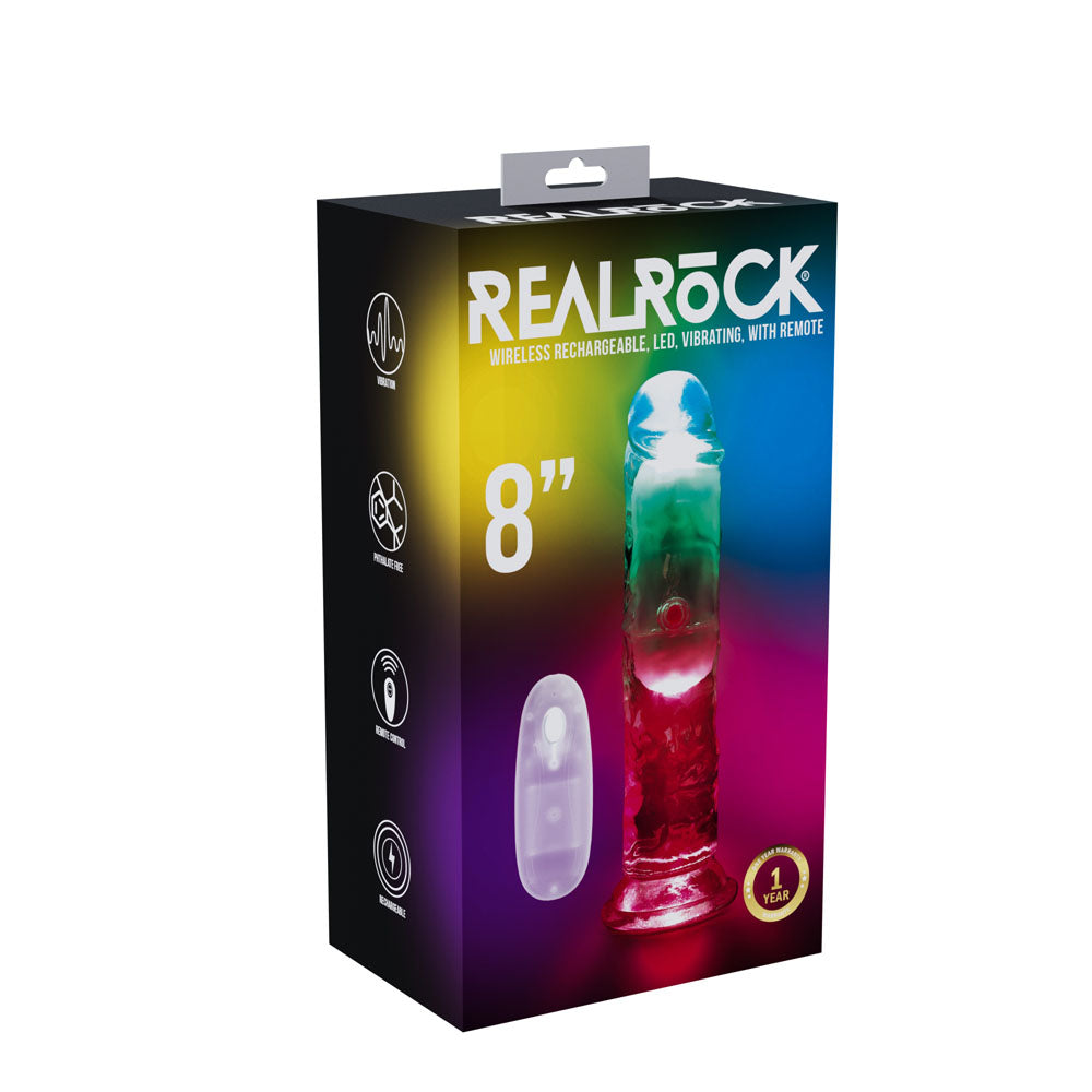 Shots Toys REALROCK 6'' Wireless Rechargeable LED Vibrating Dong With Remote 8 Inch Shots Toys Main image