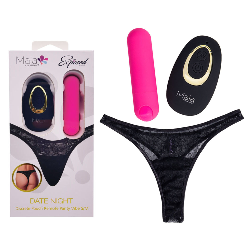 Maia DATE NIGHT PANTY VIBE Panty With Pink USB Rechargeable Bullet Vibrator & Remote Maia Toys Main image