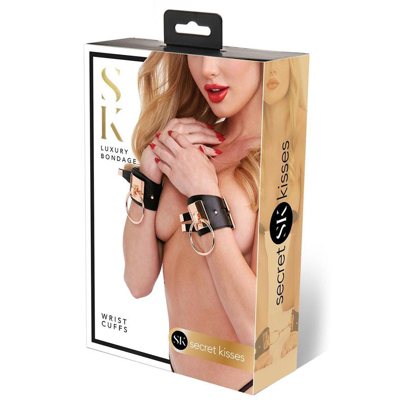 Secret Kisses WRIST CUFFS Restraints Black / Rose Gold Secret Kisses