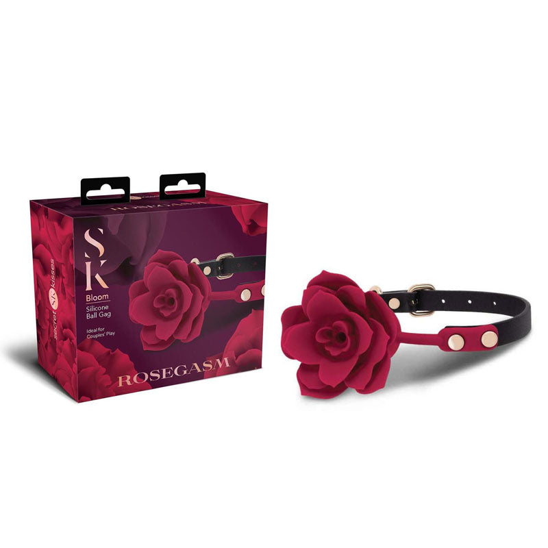 Secret Kisses ROSEGASM BLOOM SILICONE GAG Mouth Restraint Rose Red Secret Kisses