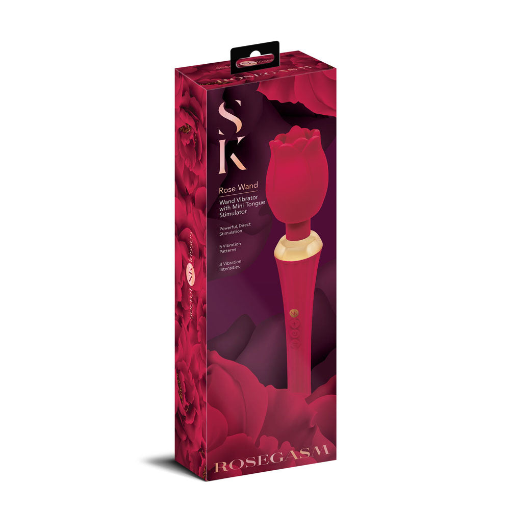 Secret Kisses Rosegasm Rose Wand USB Rechargeable Massager Wand Secret Kisses