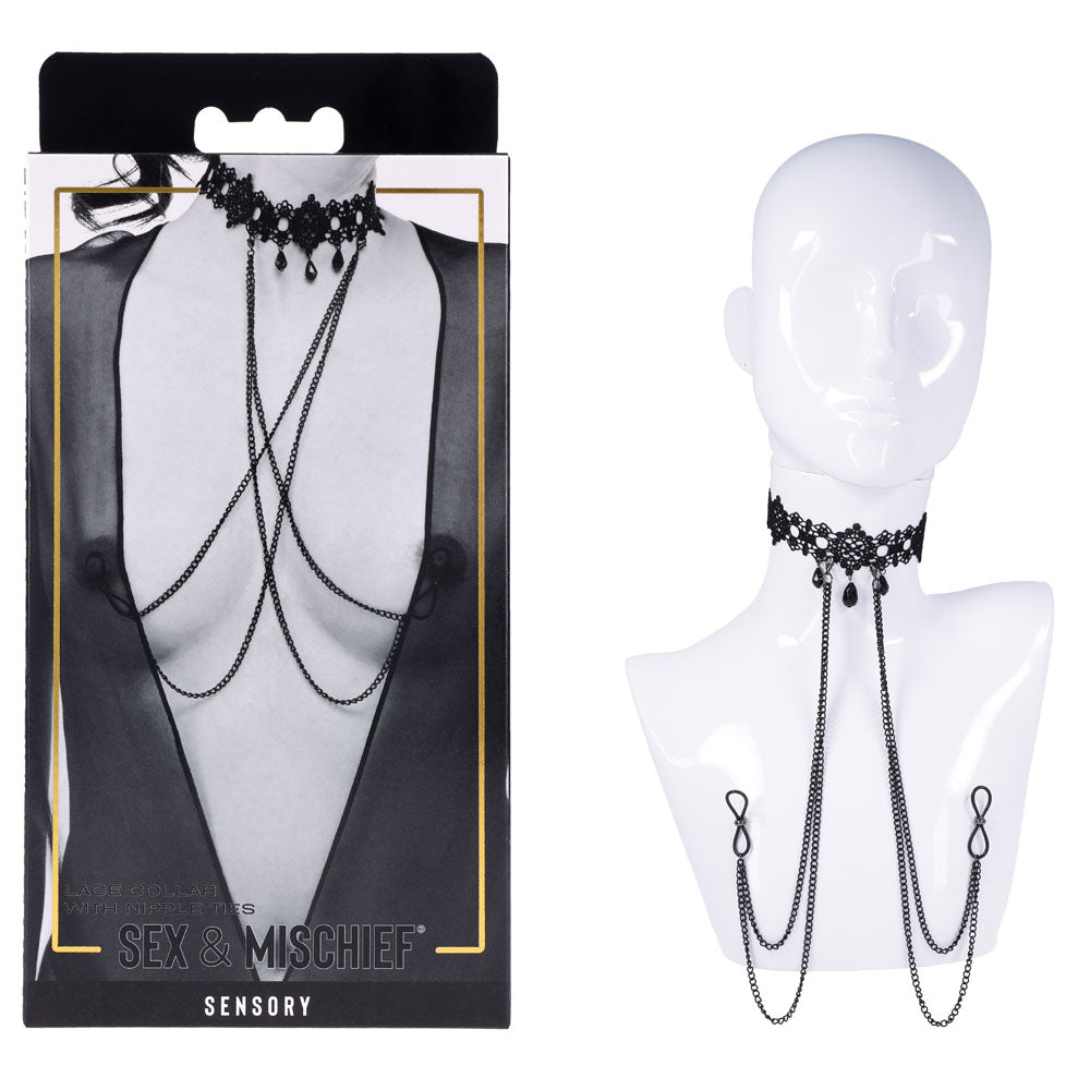 Sportsheets Sex & Mischief Lace Collar With Nipple Ties Sportsheets