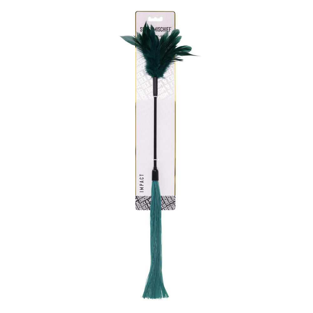 Sportsheets Sex & Mischief Indica Feather Tickler Whip Green Sportsheets