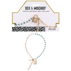 Sportsheets Sex & Mischief Indica Crystal Day Lockable Collar Gold / Emerald Sportsheets