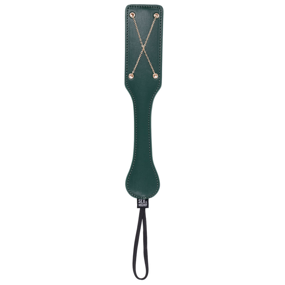 Sportsheets Sex & Mischief Indica Chain Impressions Spanking Paddle Green / Gold Sportsheets Main image