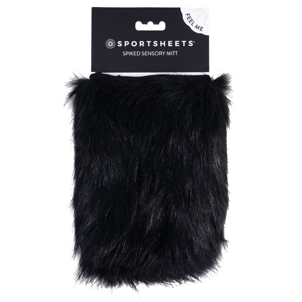 SPORTSHEETS Spiked Sensory Mitt Furry Mitt With Spikes Black Sportsheets