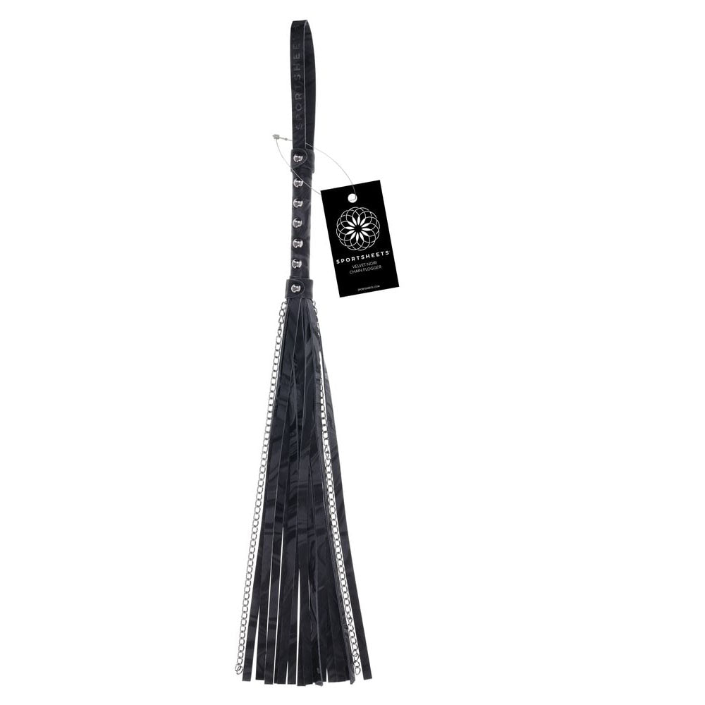 SPORTSHEETS Velvet Noir Chain Flogger Flogger Whip 43cm Black Sportsheets