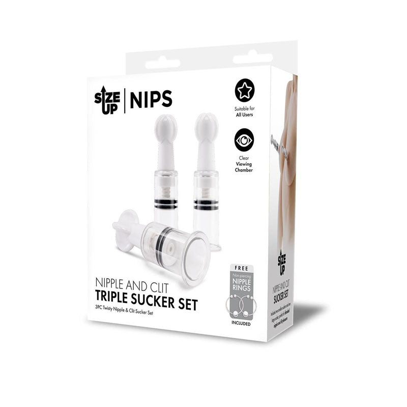 Xgen Products Size Up Nipple & Clit Triple Sucker Set 3 Piece Set