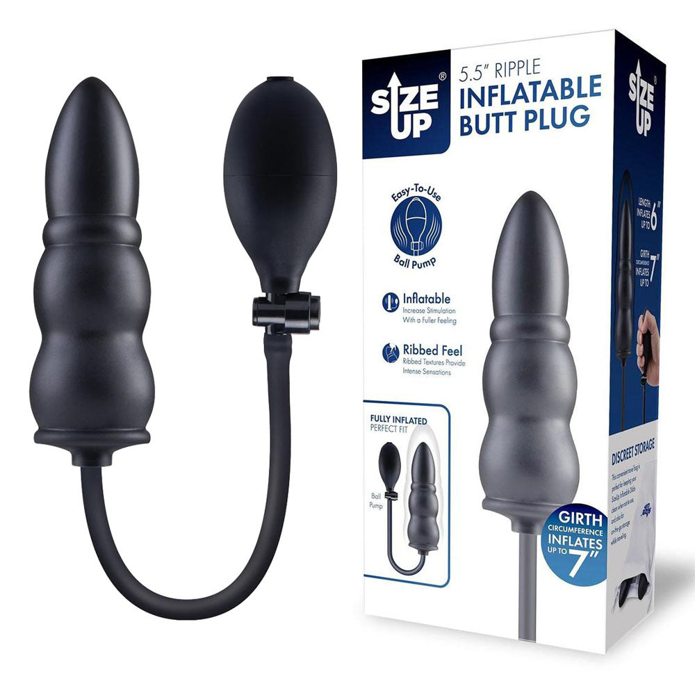XGEN Products Size Up Ripple Inflatable Butt Plug Black XGEN Products Main image