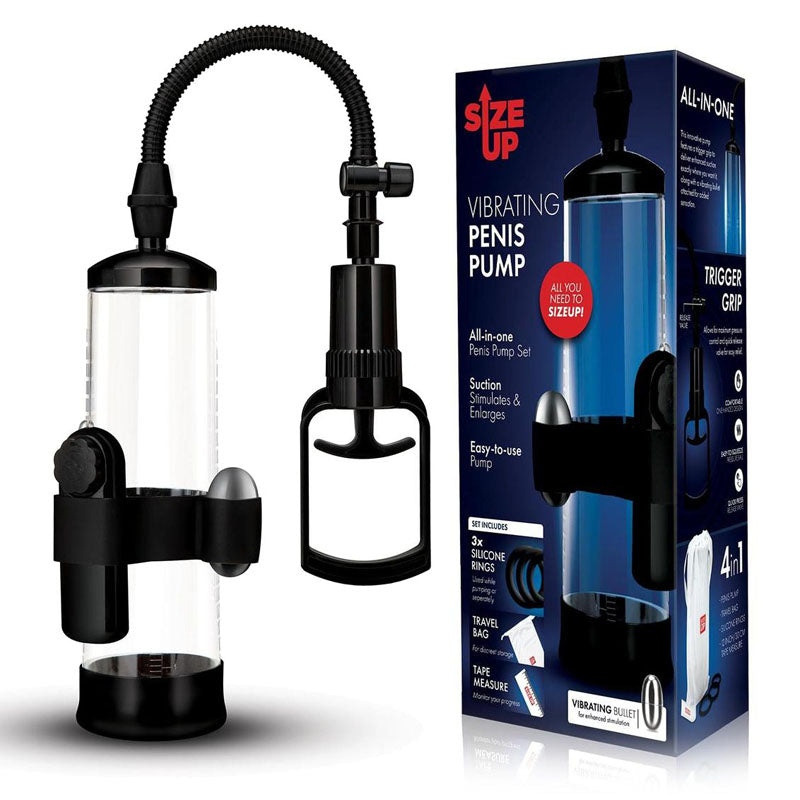 Xgen Products Size Up Vibrating Trigger Penis Pump Clear Xgen Products Main image