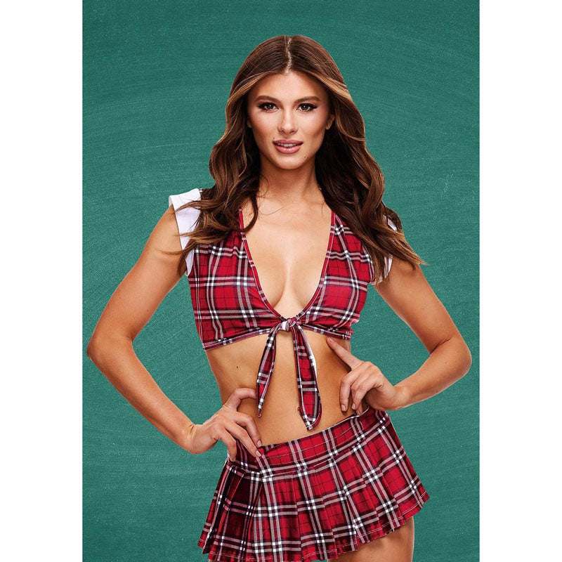 Xgen Products TEACHERS PET Schoolgirl Crop Top & Skirt S / M Red Tartan Xgen Products Main image