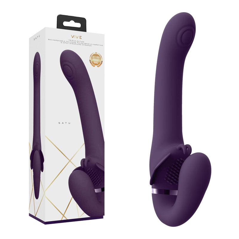Vive SATU USB Rechargeable Strapless Strap-On 23 cm Purple Shots Toys