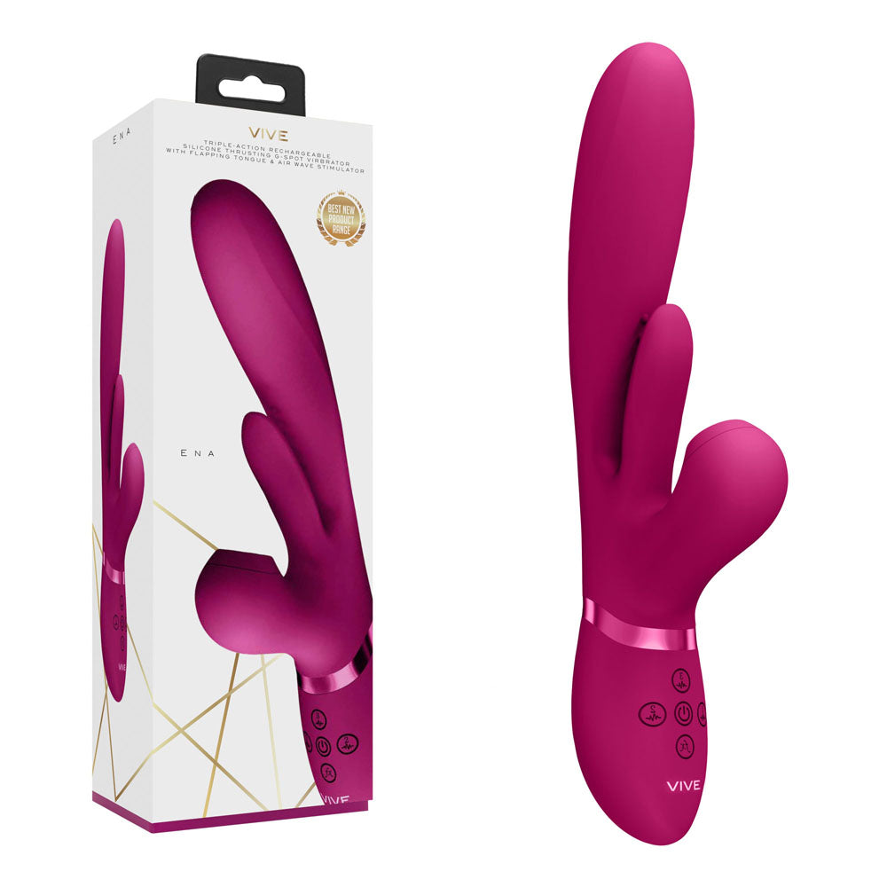 Shots Toys VIVE Ena USB Rechargeable Thrusting Vibrator With Air Wave Stimulator Shots Toys Main image