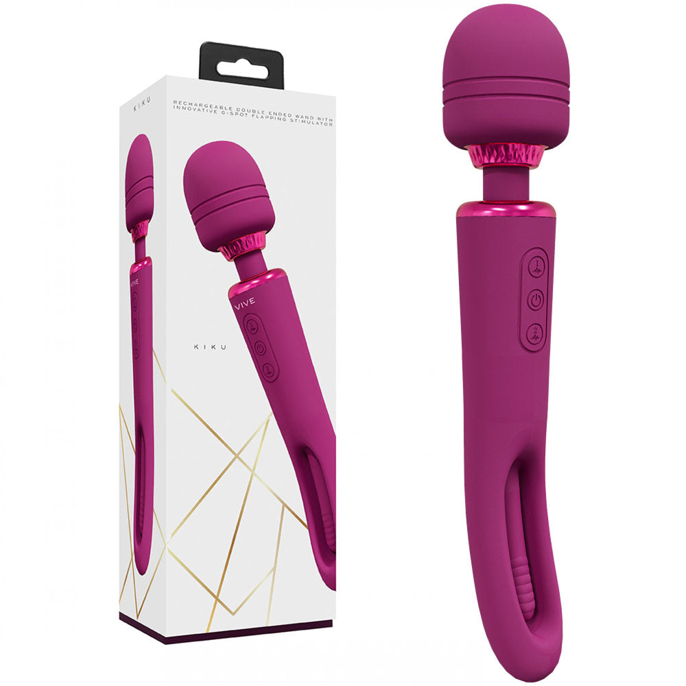 Shots Toys VIVE Kiku USB Rechargeable Dual End Massage Wand With Flapping Tip Shots Toys Main image