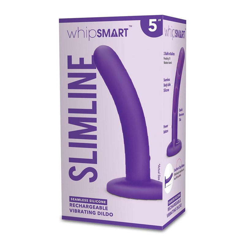 WhipSmart Slimline Rechargeable Vibrating Dildo 5 Inch Purple WhipSmart Main image