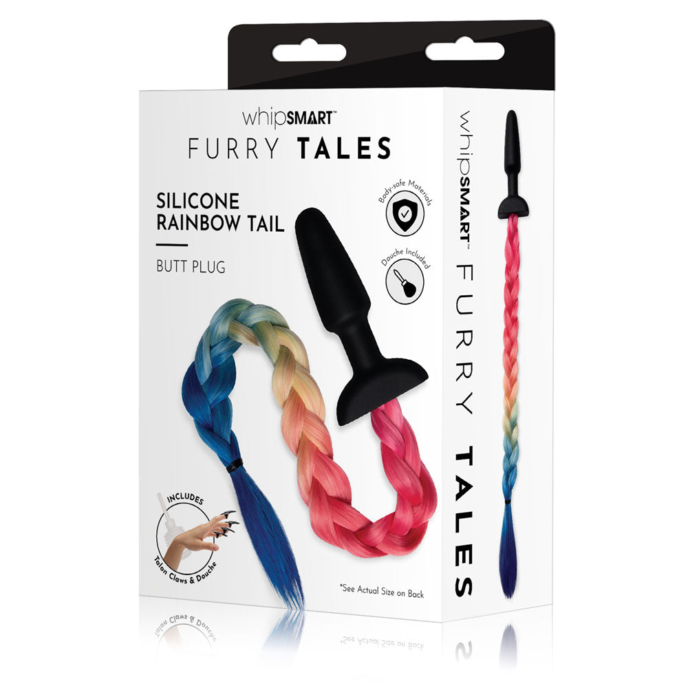 WhipSmart Furry Tales Silicone Butt Plug With Rainbow Tail WhipSmart Main image