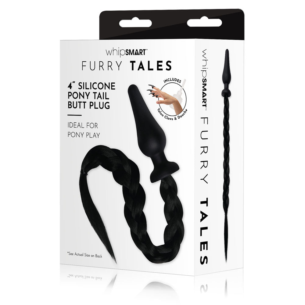WhipSmart Furry Tales Silicone Butt Plug With Black Pony Tail WhipSmart Main image