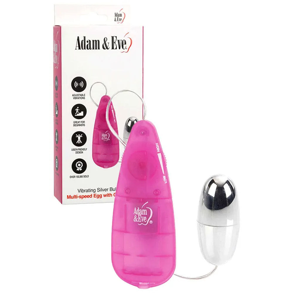 Adam & Eve VIBRATING SILVER BULLET 2.0 Bullet Vibrator With Pink Remote Secondary image