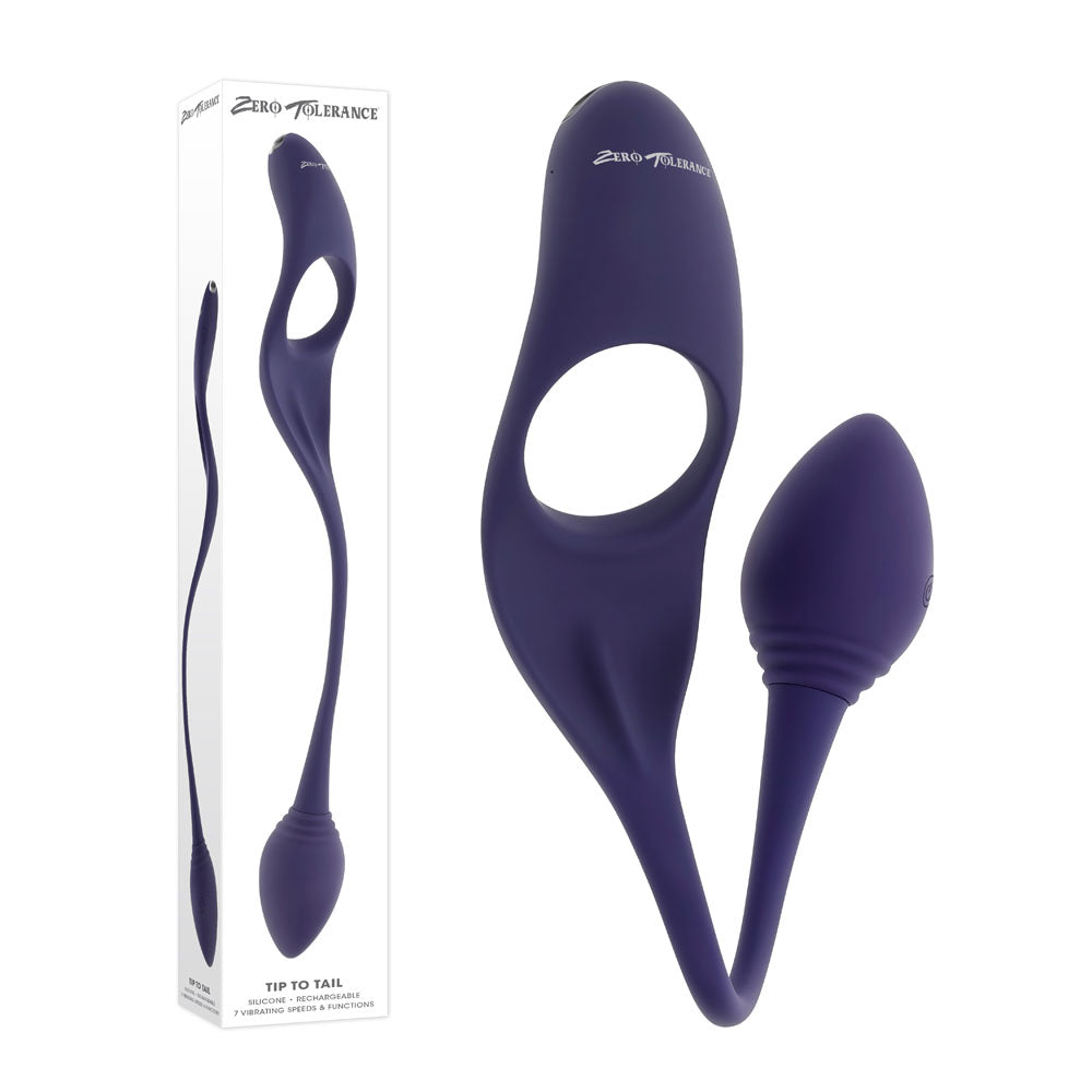 Zero Tolerance TIP TO TAIL USB Rechargeable Vibrating Butt Plug With Vibrating Cock Ring Zero Tolerance