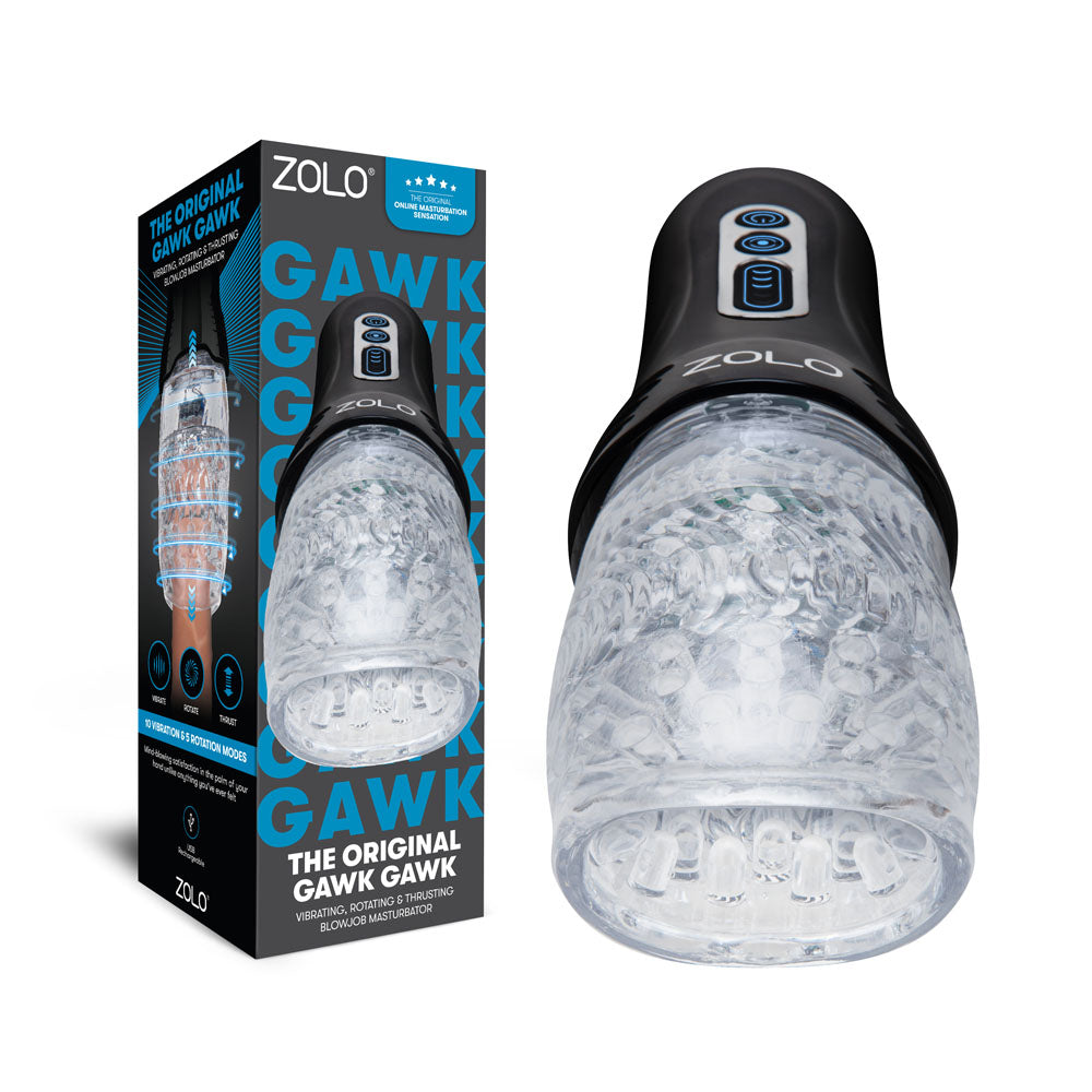 Zolo The Original Gawk Gawk USB Rechargeable Vibrating, Rotating & Thrusting Masturbator Clear