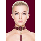 OUCH! Halo Collar With Leash Restraint Burgundy Shots Toys