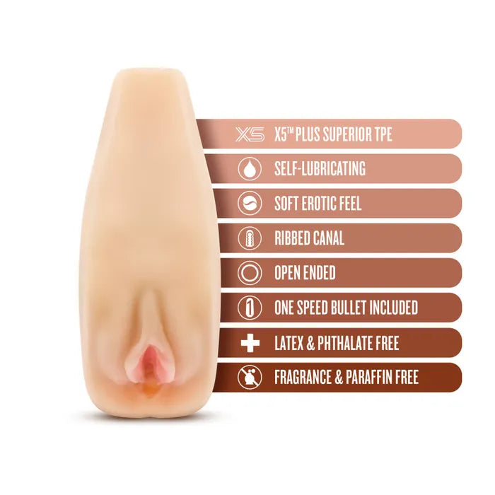 Blush Novelties M Elite Soft & Wet Natasha Vibrating Vagina Stroker Flesh Blush Novelties