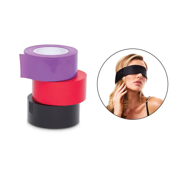 WhipSmart Coloured Bondage Tape With Satin Blindfold Set of 3 Secondary image