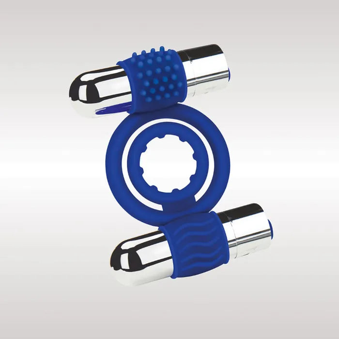 Zolo Rechargeable Duo Vibrating USB Rechargeable Dual Vibrating Cock Ring Blue Secondary image