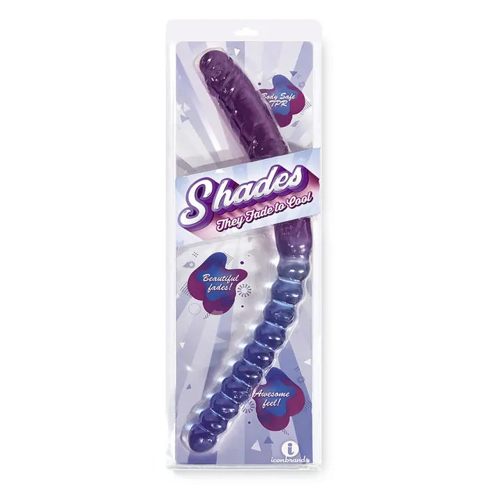 Icon Brands Shades Jelly TPR Double Dong 17 Inch Voilet / Blue Icon Brands