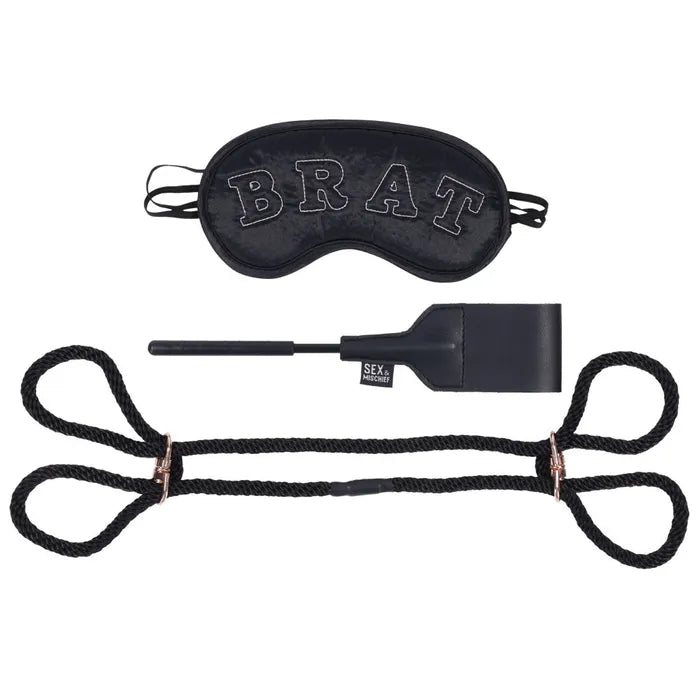 Sex & Mischief Knotty Brat Kit Bondage Kit 3 Piece Set Black Sportsheets