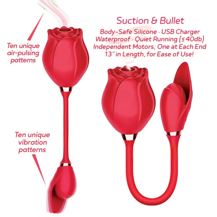 Wild Rose Suction & Bullet USB Rechargeable Air Pulse & Bullet Stimulator Secondary image