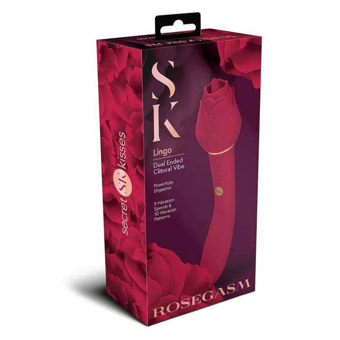 Secret Kisses ROSEGASM LINGO Dual Vibrator & Flicking Stimulator 20.3cm Rose Red Secondary image