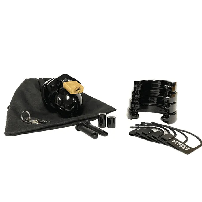 Mini-Me Black Chastity Cock Cage Kit Cock Cage Kit 1.25 Inch CB-X