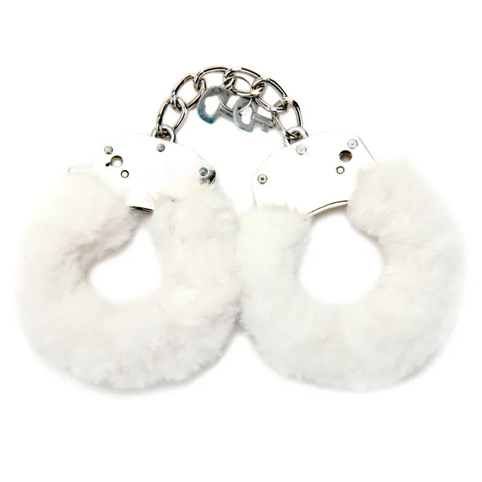 WhipSmart Classic Furry Cuffs Restraints With Bonus Eye Mask White Secondary image