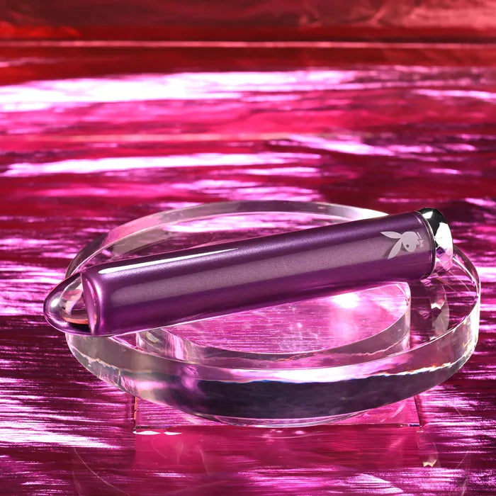 Playboy Pleasure AMETHYST USB Rechargeable Glass Tipped Mini Vibrator Purple Playboy Pleasure