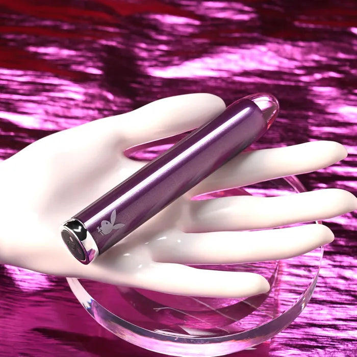 Playboy Pleasure AMETHYST USB Rechargeable Glass Tipped Mini Vibrator Purple Playboy Pleasure