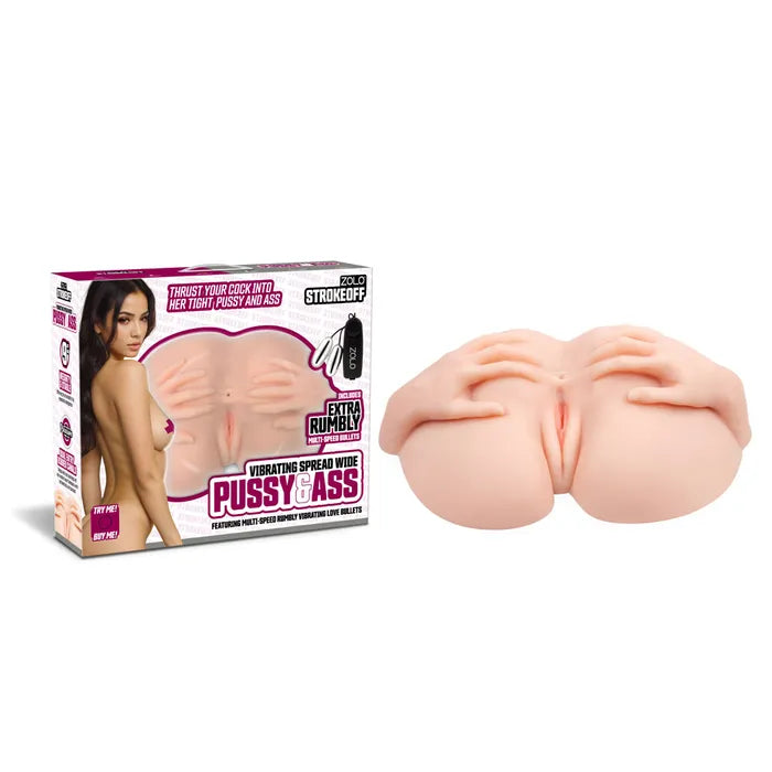 Zolo Stroke Off Vibrating Spread Wide Pussy & Ass Lifesize Vibrating Doggy Style Masturbator Flesh Zolo Main image
