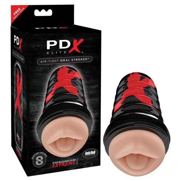 Pipedream PDX Elite Air Tight Oral Stroker Mouth Stroker Black / Flesh Pipedream Main image
