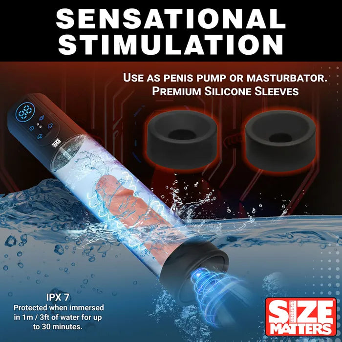 XR Brands Size Matters Sucking USB Rechargeable Penis Pump Clear XR Brands