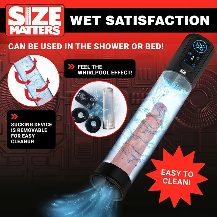 XR Brands Size Matters Sucking USB Rechargeable Penis Pump Clear Secondary image