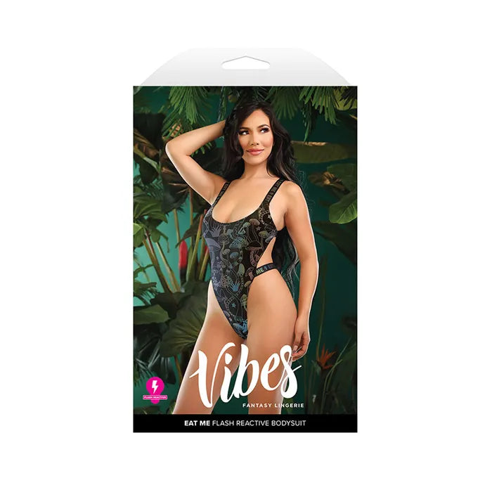 Fantasy Lingerie VIBES EAT ME Flash Reactive Bodysuit Black Fantasy Lingerie