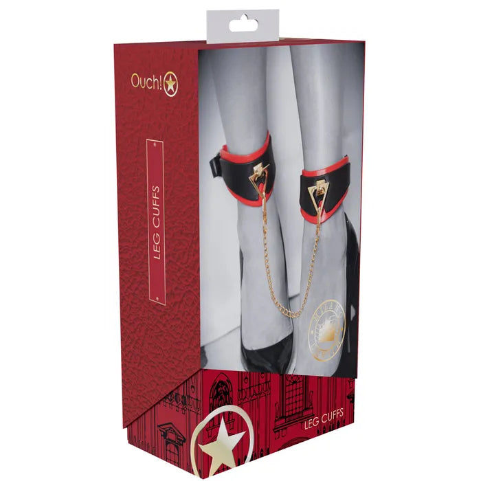 OUCH! Milan Collection Leg Cuffs Restraints Black / Red Shots Toys